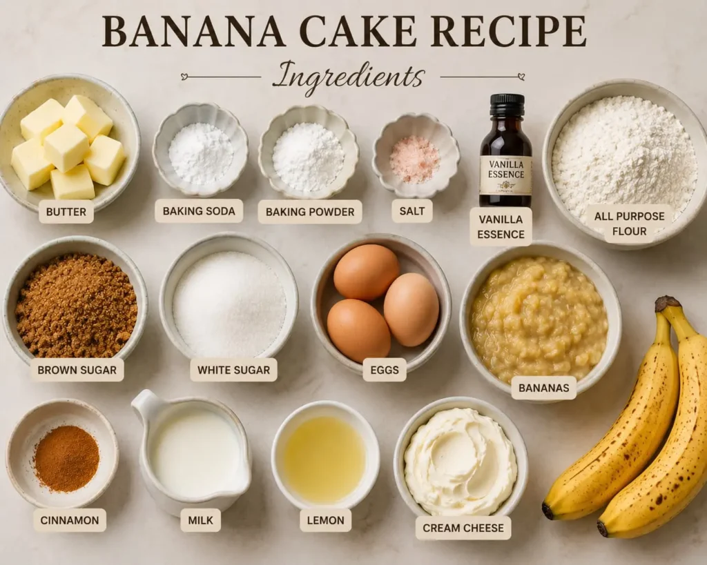 Banana cake all ingredients